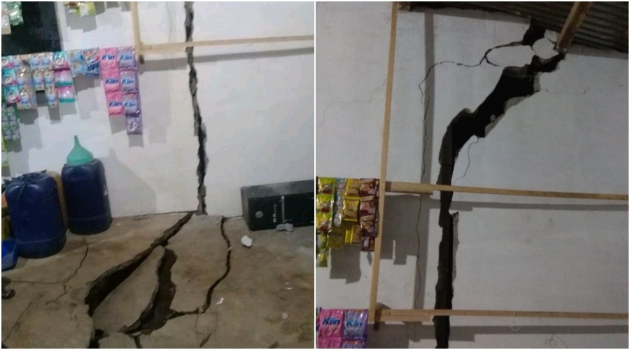 NEWS: Dinding retak di rumah warga akibat retakan tanah di sebuah tebing di Kajoran (18/2/2020)-(Foto: Istimewa)