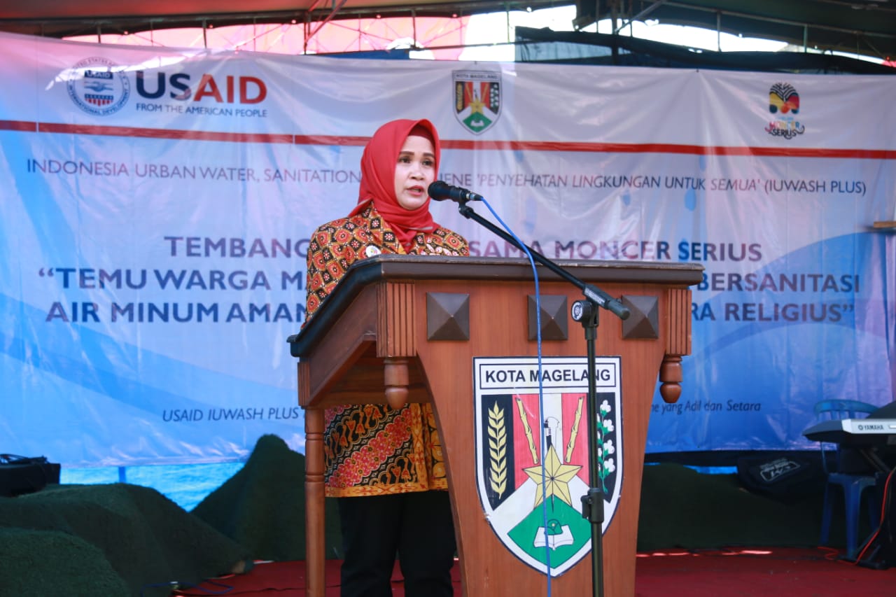 NEWS: Waki Wali Kota Magelang saat memberikan sambutannya terkait program air bersih (11/3/2020)-(Foto: CR1)