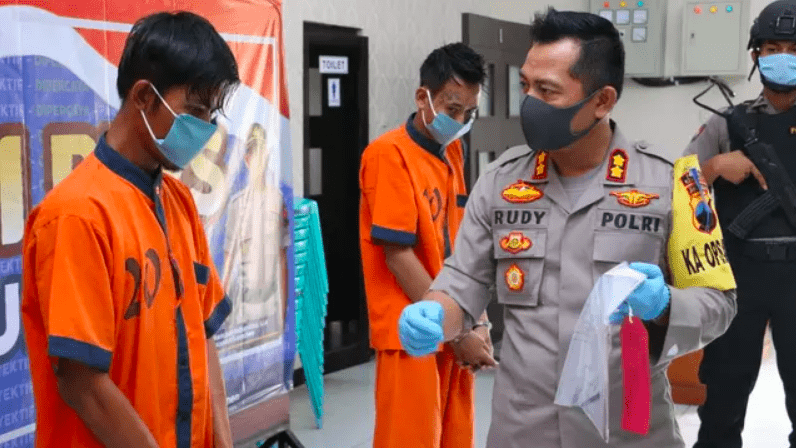 AMPUN: Tiga napi asimilasi covid-19 Nusakambangan ditangkap Polres Kebumen. (Foto: Humas Polres Kebumen)