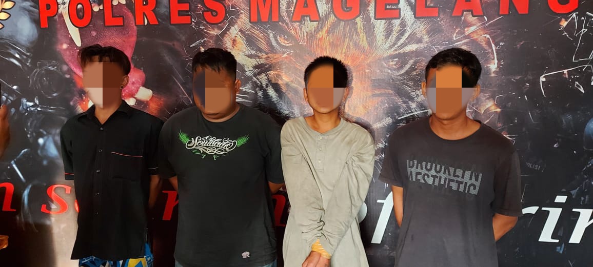 NEWS: Empat orang geng motor pelaku penganiayaan dua remaja di Muntilan ditangkap (7/5/2020)-(Foto: Istimewa)