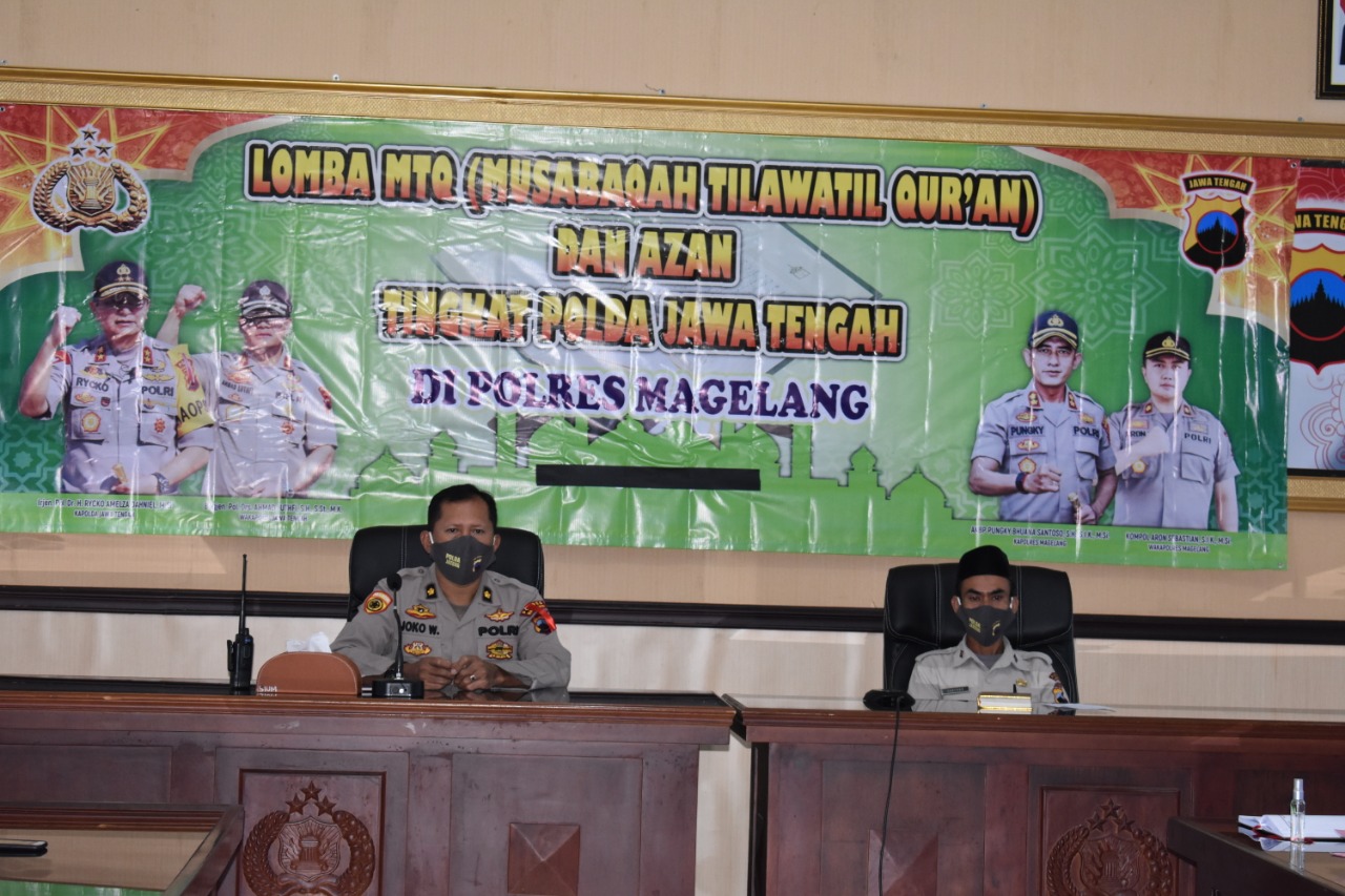 Perwakilan Polres Magelang saat mengikuti lomba MTQ secara virtual tingkat Polda Jateng (10/5/2020)