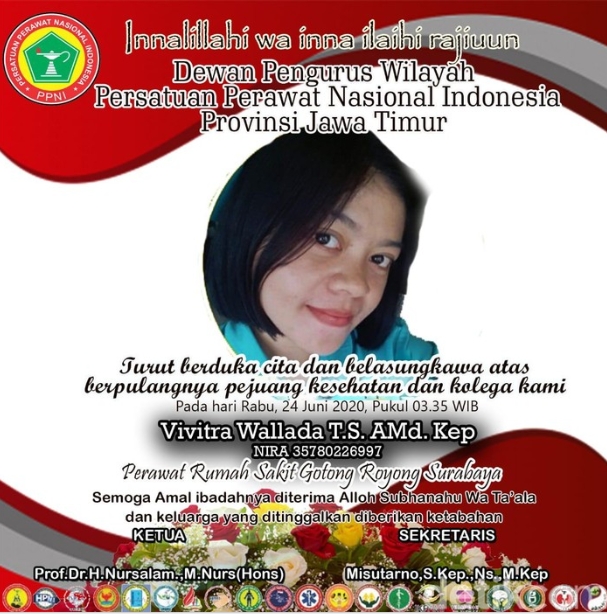 Perawat Positif Covid-19 Meninggal Dunia setelah melahirkan (24/6/2020)-(Foto: Istimewa)