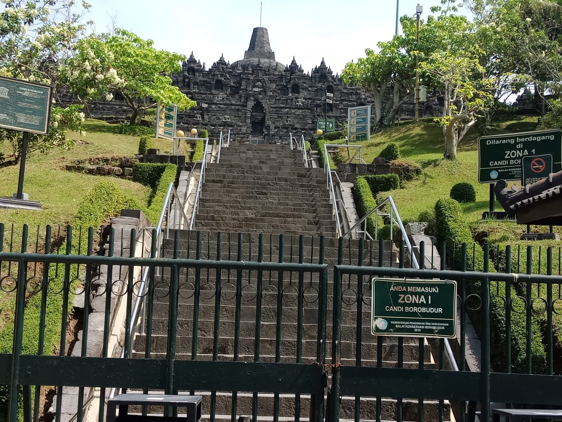 Zona 1 Candi Borobudur masih ditutup, pada Kamis (25/6/2020)
