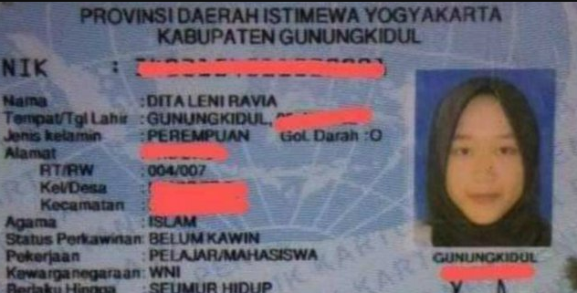 di KTP elektronik, nama perempuan tersebut adalah Dita Leni Ravia