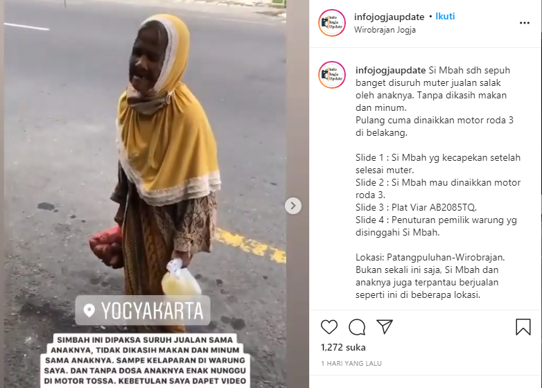 Diduga nenek dipaksa anaknya untuk keliling berjualan salak