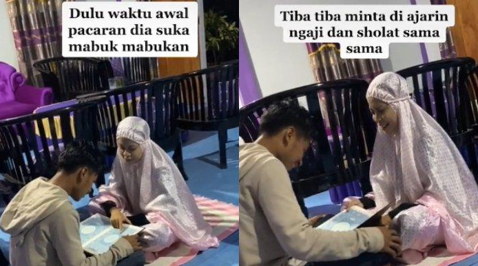 Demi Cinta, Pemuda Pemabuk ini Datangi Kekasihnya Minta Ajari Ngaji dan Salat