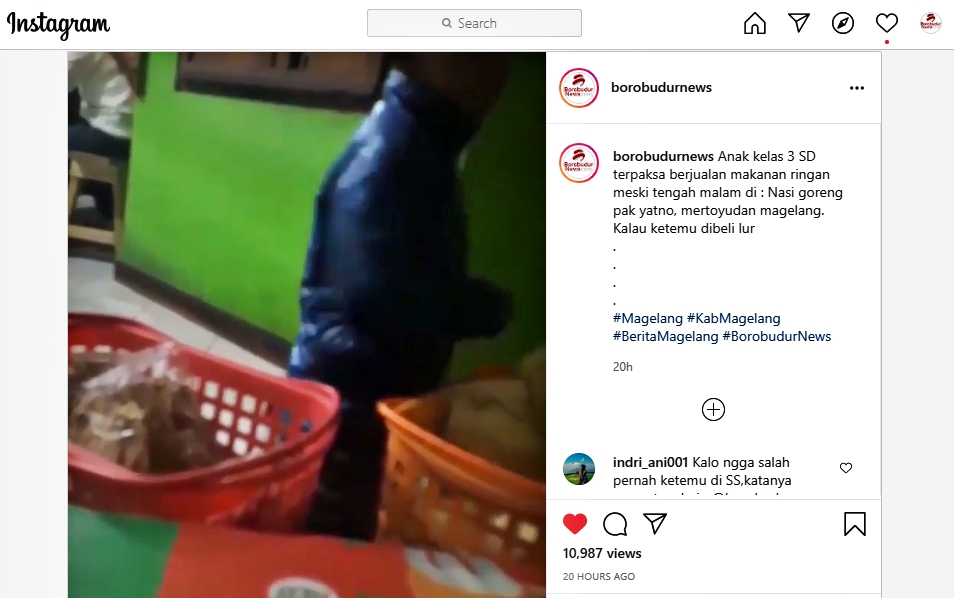 Viral Anak 3 SD jualan makan malam hari