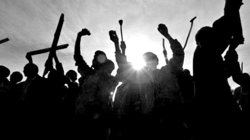 ilustrasi dua kelompok bentrokan