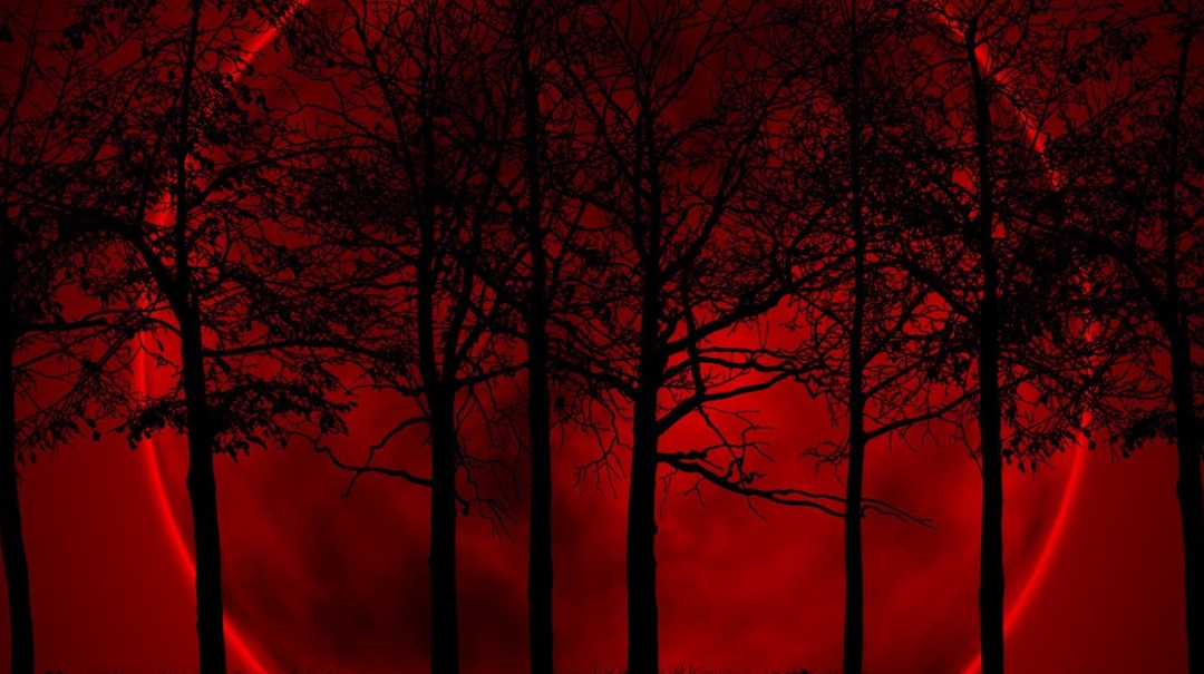 Ilustrasi warna Bulan sedikit merah