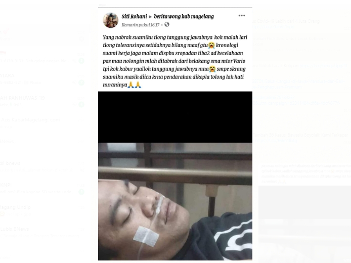 Korban tabrak lari sang istri curhat di sosmed (6/9/2020)-(Foto: istimewa)