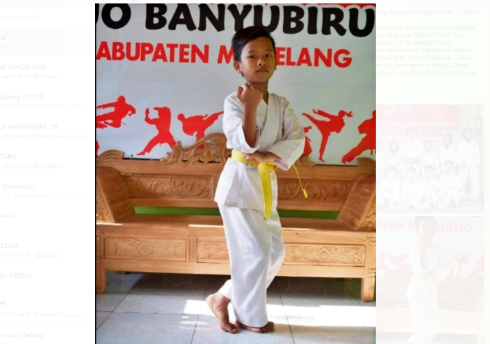 Raditya Ransa juara 3 Karate Internasional dari SD N 2 Banyubiru