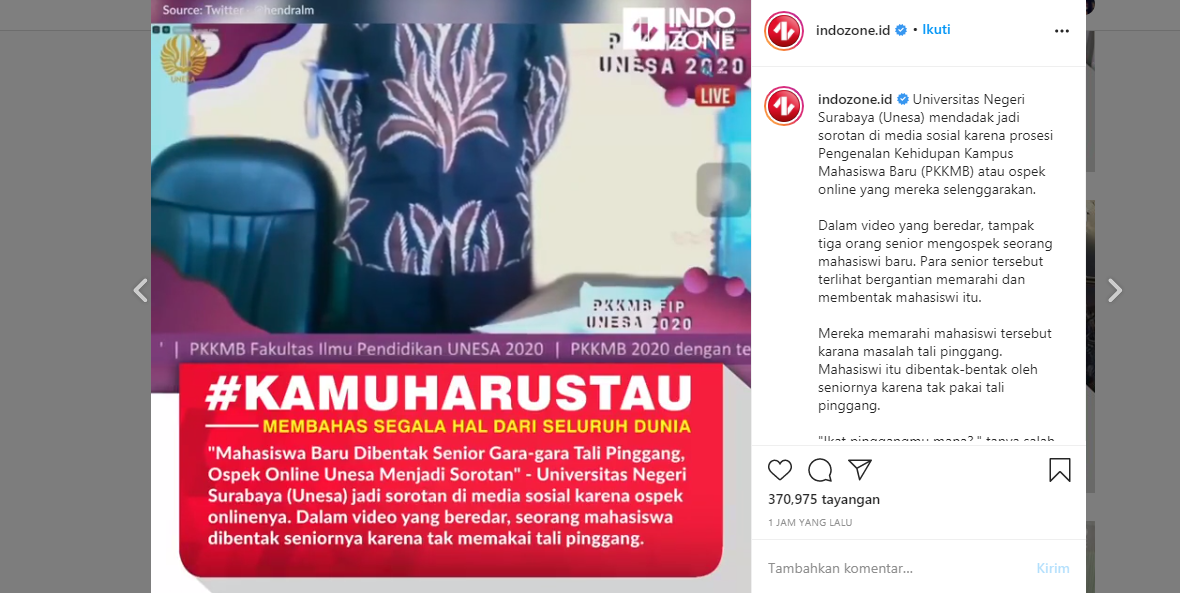 Viral Video Ospek Virtual Mahasiswa Baru Dimaki Maki Senior