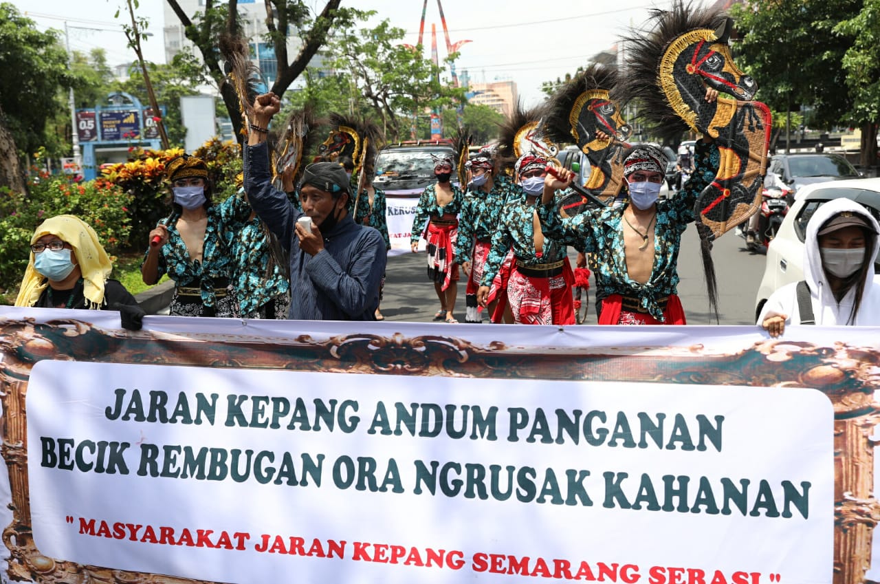 Tolak Demo Anarki, Sejumlah Seniman Jaran Kepang Gelar Aksi Damai