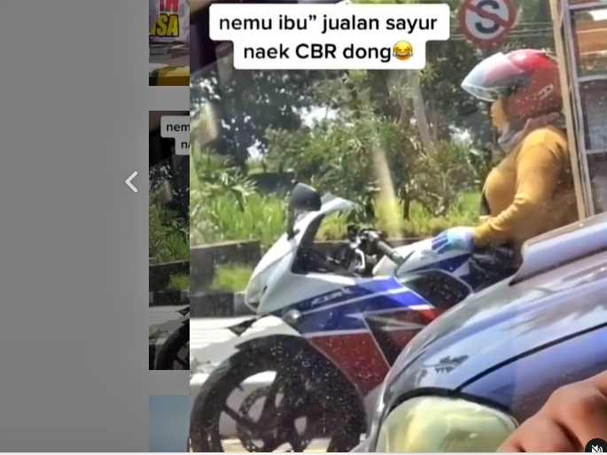 viral penjual sayur keliling ibu ibu mengendarai motor sport