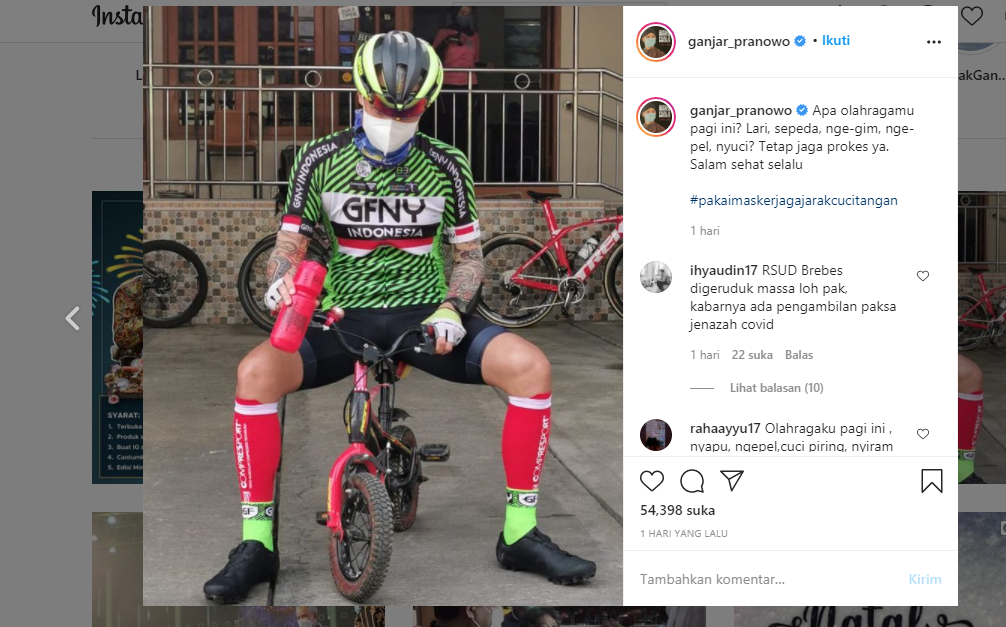 Gokil! Ganjar Pranowo Naik Sepeda Mini, Warganet : Sepedanya Imut Banget Pak