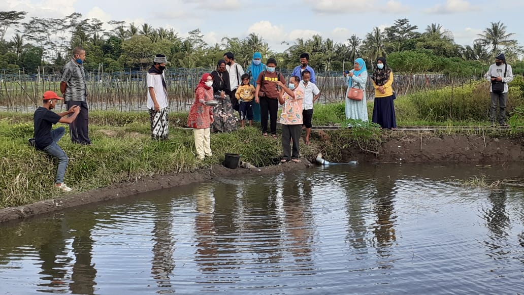 Stafsus Menteri Ketenagakerjaan RI saat memantau perikanan di Menayu Muntilan (24/12/2020)-(Foto: istimewa)