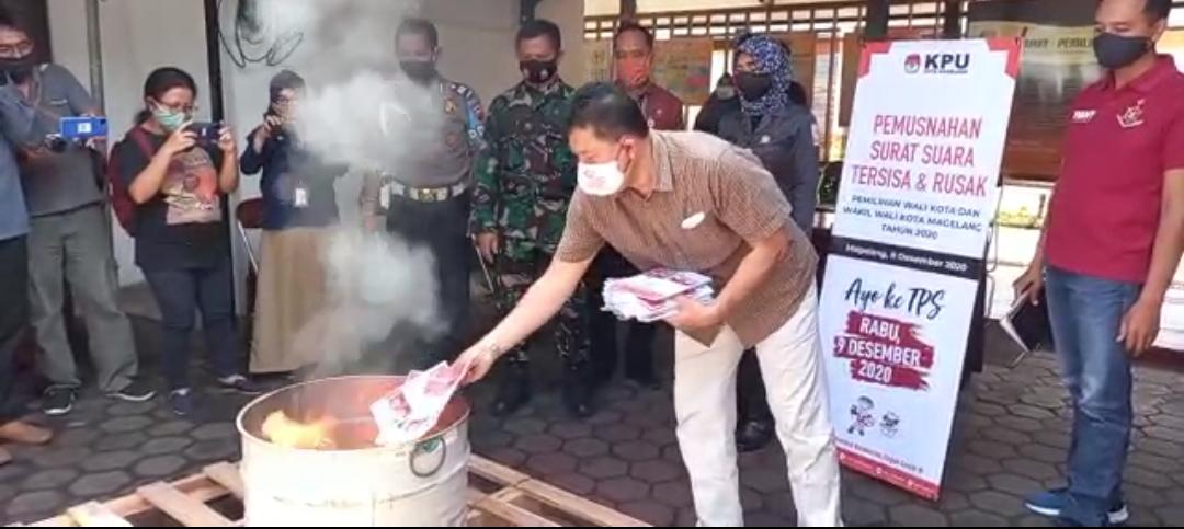 KPU Kota Magelang Musnahkan Ratusan Surat Suara yang Rusak