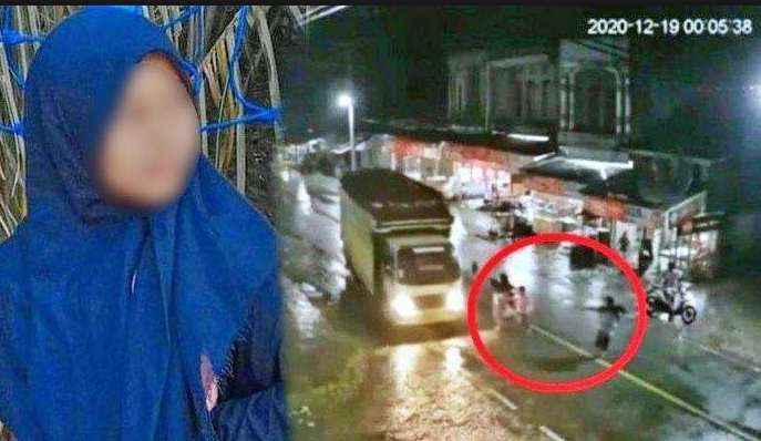 tangkapan layar video cctv rekaman seorang anak terlindas truk ayahnya sendiri