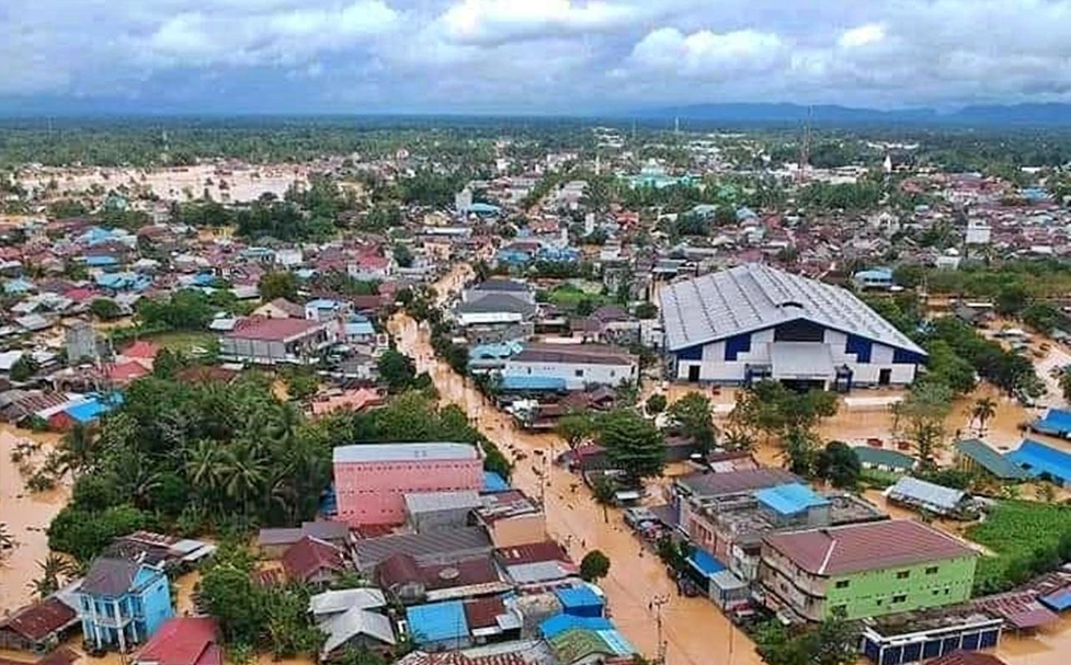 Foto Udara Banjir Di Kalimantan Selatah awal tahun 2021