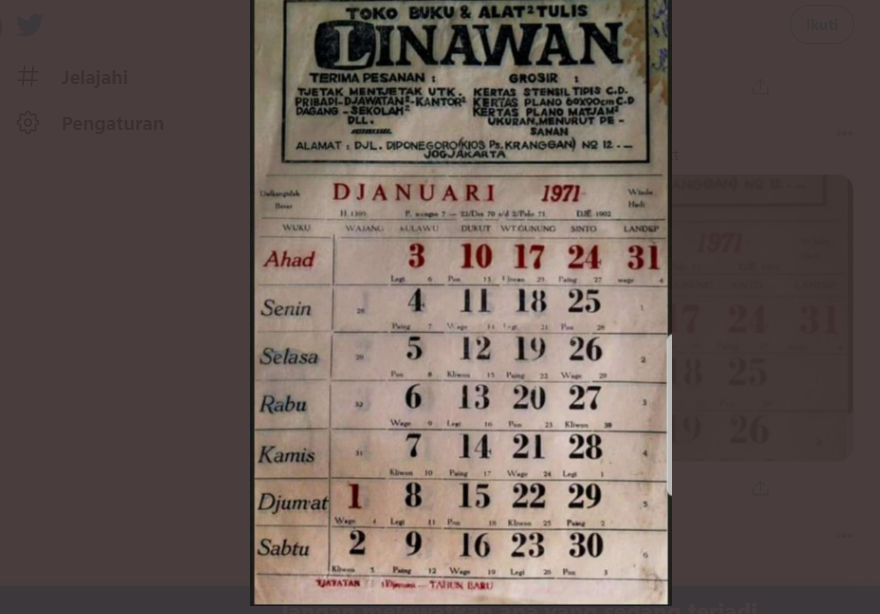 Heboh Penanggalan Kalender 1971 Mirip dengan Tahun Ini