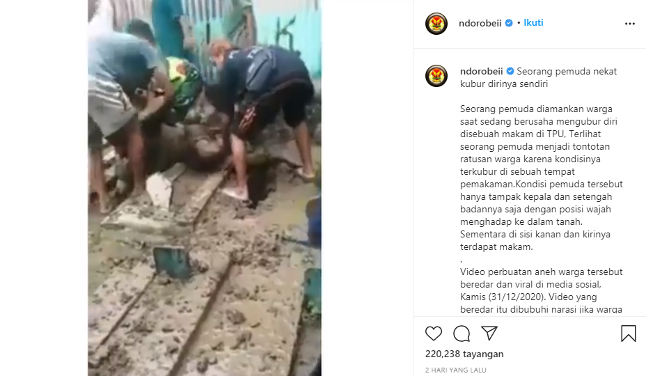 Viral Pemuda Kubur Diri Hidup-Hidup, Akui Telah Meninggal