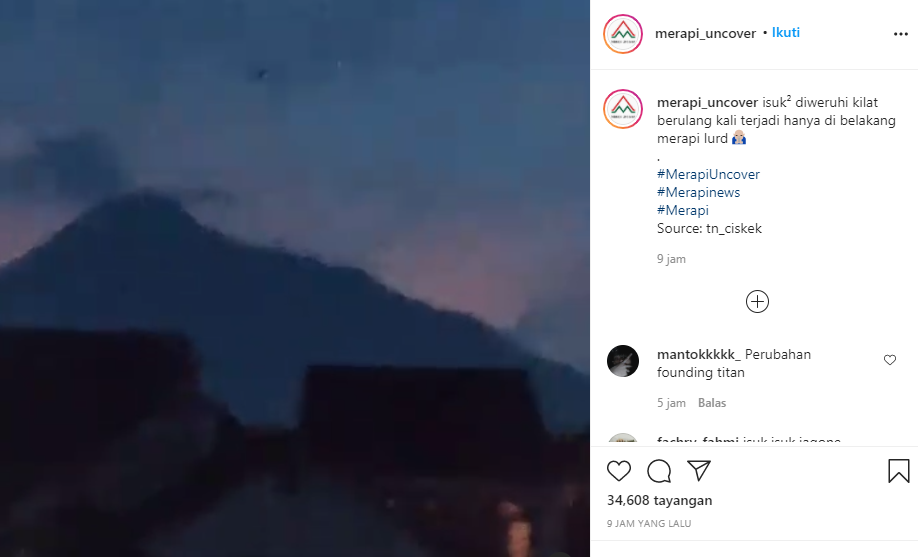Viral, Kilat Terjadi di Merapi Tadi Pagi