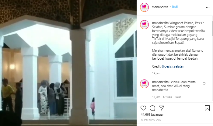 Viral, Video Sekelompok Perempuan Diduga Sedang Joget TikTok di Masjid
