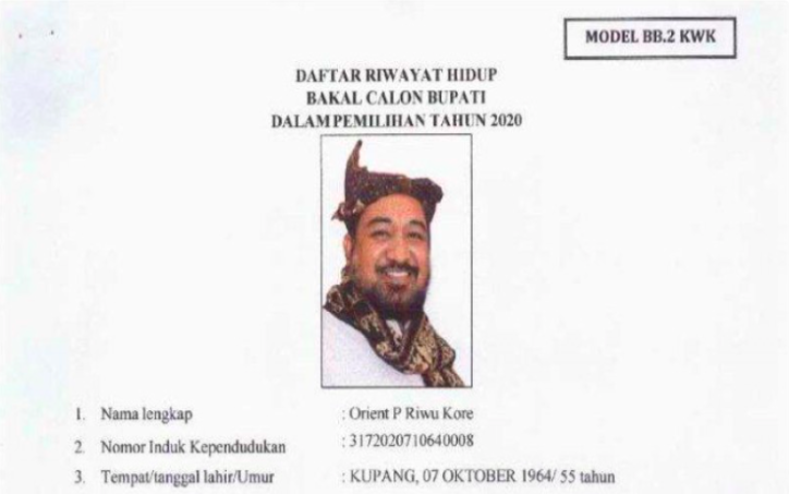 Profil Bupati Sabu Raijua Orient P Riwukore. (sumber: BB2.KWK)