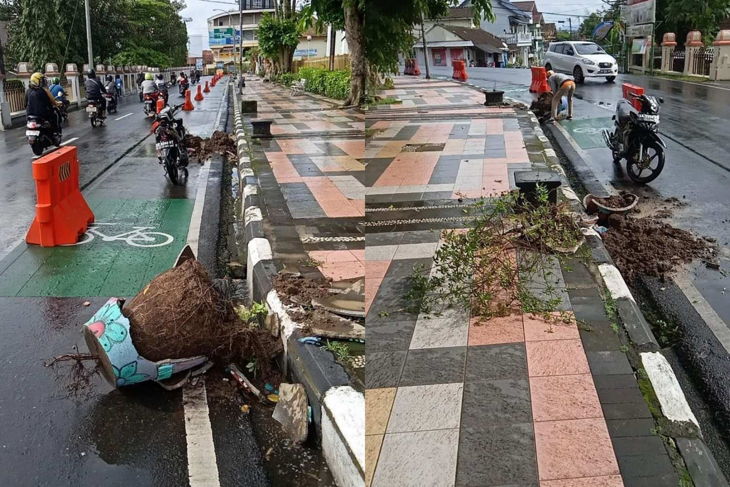 Pot Taman Kota Magelang kembali dirusak