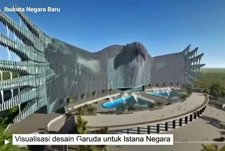 Tangkapan layar video visual desain istana negara di ibu kota baru Indonesia_@sociotalker