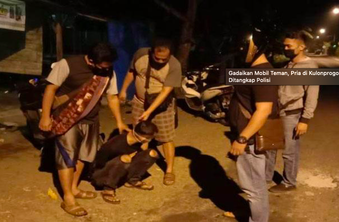 Polisi mengamankan pelaku ASP (25) yang menggelapkan mobil di Triharjo Wates, Kulonprogo, Minggu (2/5/2021). (foto: doc/Polres Kulonprogo)