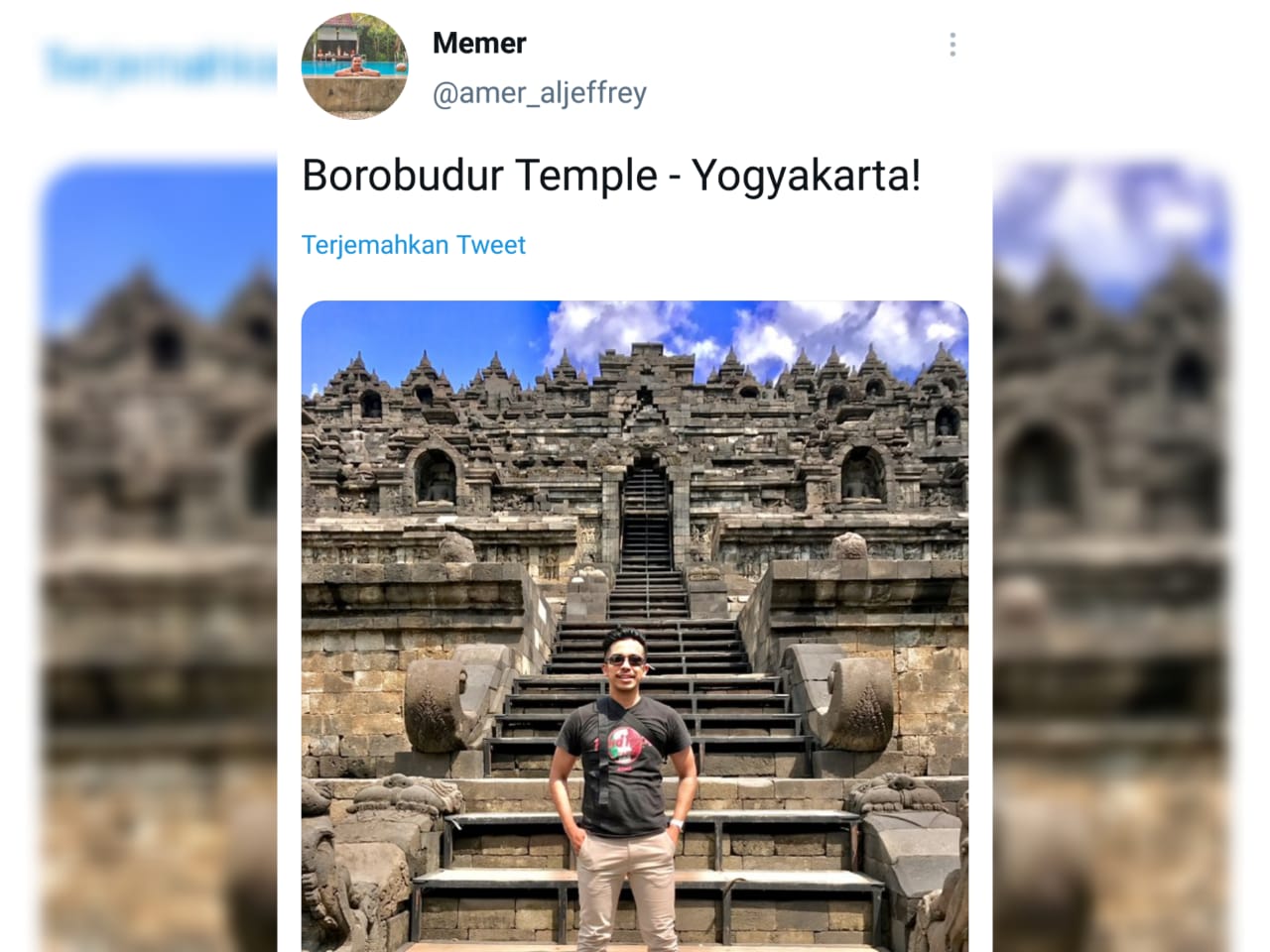 WISMAN: Turis asing asal Malaysia ini menyebut Candi Borobudur ada di Jogjakarta. (gambar: tangkapan layar)