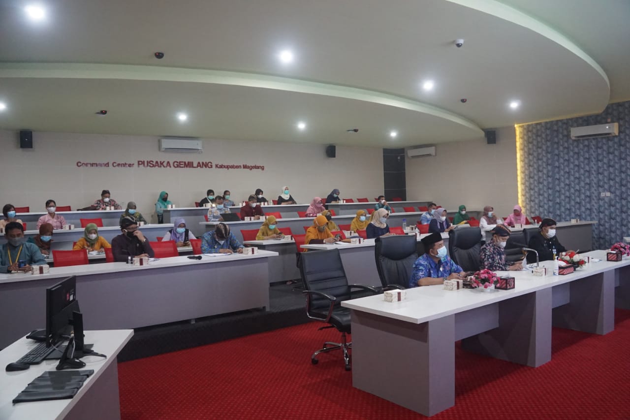 pelaksanaan verifikasi lapangan Hybrid dan Evaluasi Kabupaten Magelang Layak Anak Tahun 2021.