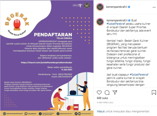 Kemenparekraf Buka Pendaftaran Revitalisasi Gerai Kuliner di DSP Borobudur, Begini Cara Daftarnya