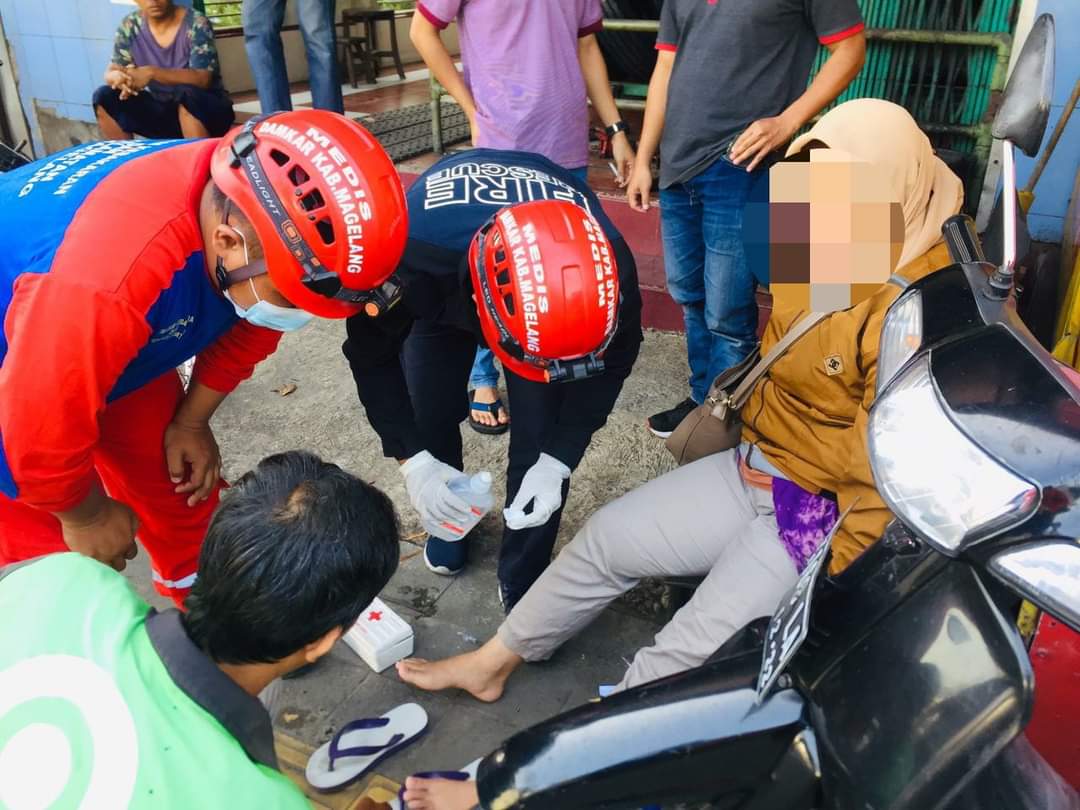 Diduga Saling Bersenggolan di Jalan Magelang-Yogya, Satu Pengendara Motor Jatuh dan Alami Luka-luka