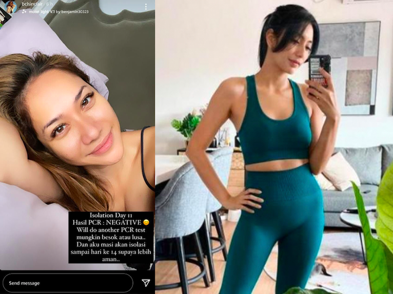 Momen aktris BCL dan Tyas Mirasih saat isolasi mandiri karena positif Covid-19. (kolase: han)