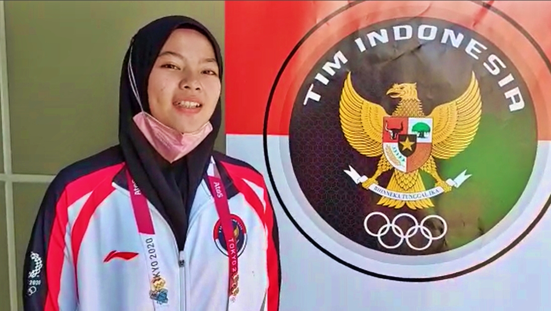 Windy Cantika Aisah yang berhasil meraih medali perunggu kelas 49 kg di Olimpiade Tokyo 2020