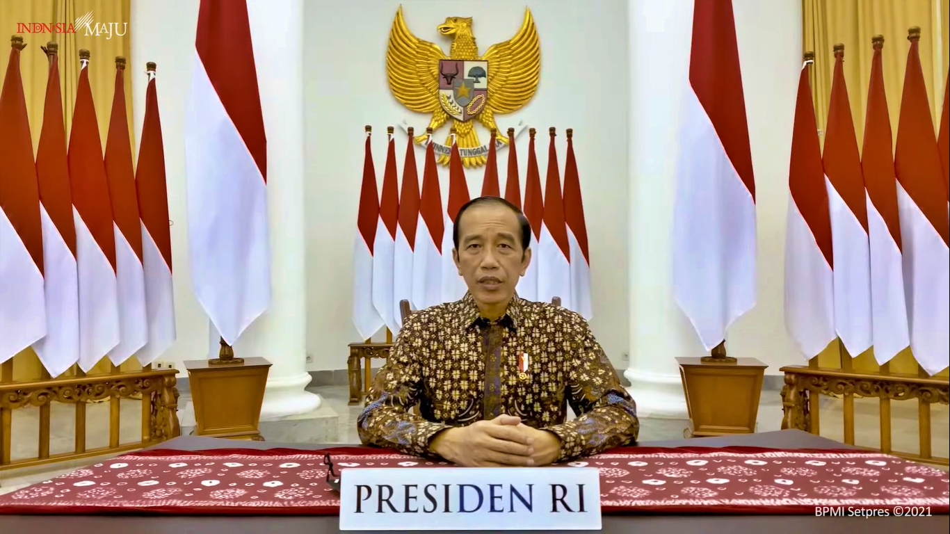 tangkapan layar Presiden Jokowi saat konferensi pers terkait PPKM Darurat
