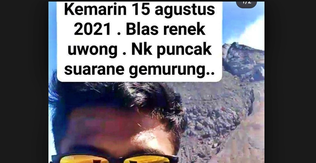 Foto pria diduga nekat mendaki Gunung Merapi saat berstatus Siaga viral di media sosial_ Foto_ Tangkapan layar akun medsos