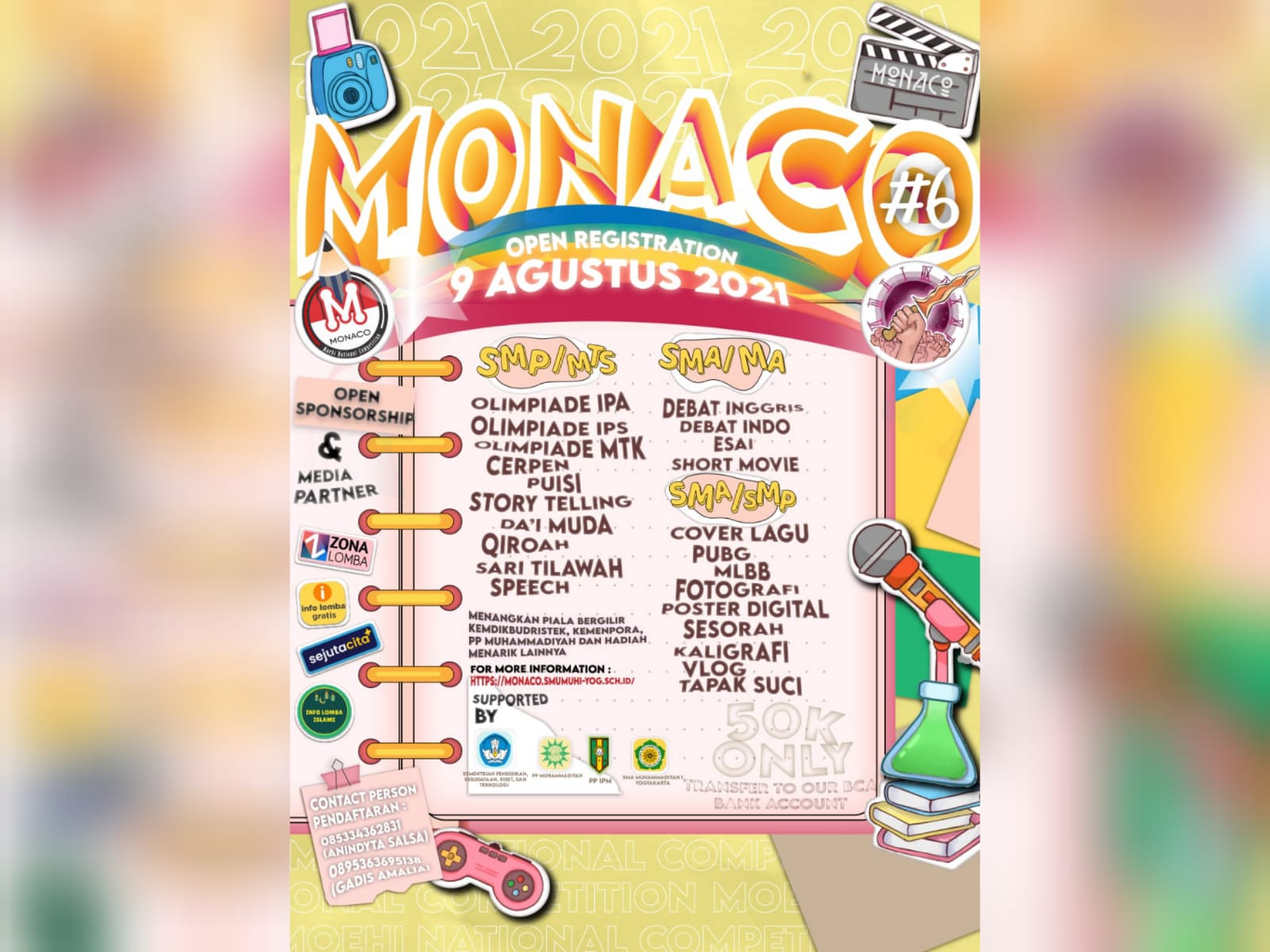 SMA Muhammadiyah 1 Yogyakarta Gelar Monaco 2021, Ini Cara Daftarnya