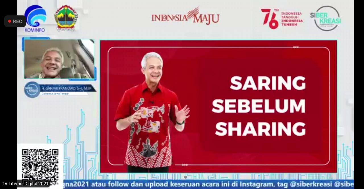 Gerakan Literasi Digital 2021, Ganjar Ajak Masyarakat Sebarkan Konten Positif