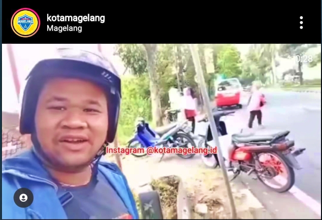 viral video pengendara sepeda motor di Magelang ditilang ternyata salah sendiri