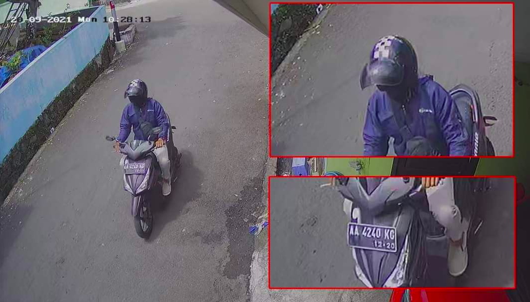 MERESAHKAN BUND: Pelaku yang menyambar jemuran celana dalam milik wanita di Magelang terekam CCTV. (foto: ist)