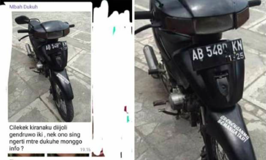APES: Motor ’Generuwo’ Suzuki Shogun yang ditinggalkan maling. (foto: ist)