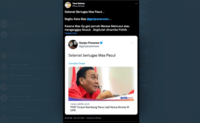 Ganjar ucapkan selamat kepala Bambang Pacul