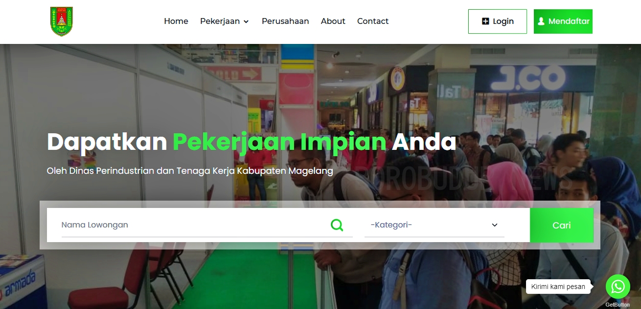 Laman mencari pekerjaan naker magelang milik dispenaker kabupaten Magelang