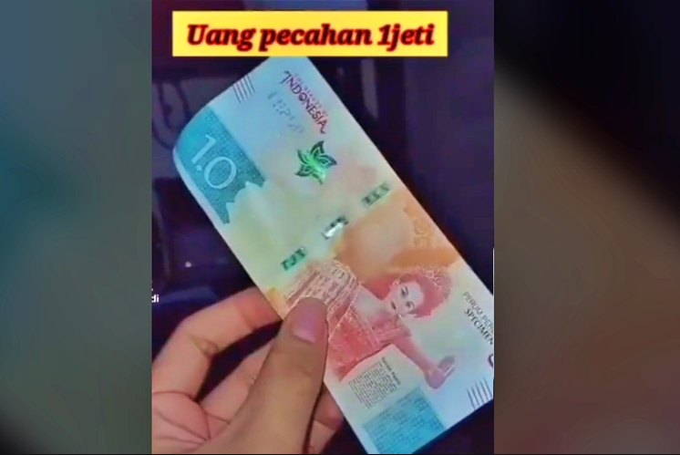 tangkapan layar video uang kertas yang viral