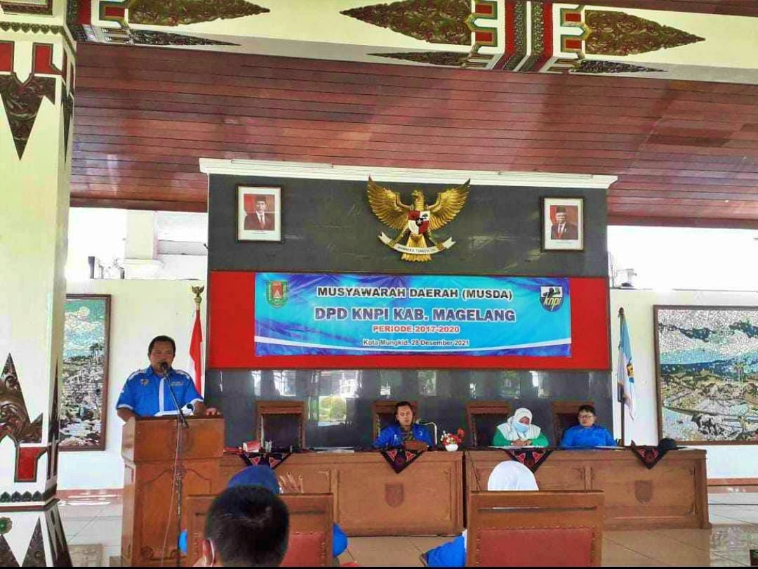 Ariyanto terpilih kembali menjadi Ketua DPD KNPI Kabupaten Magelang dan saat memberikan sambutan