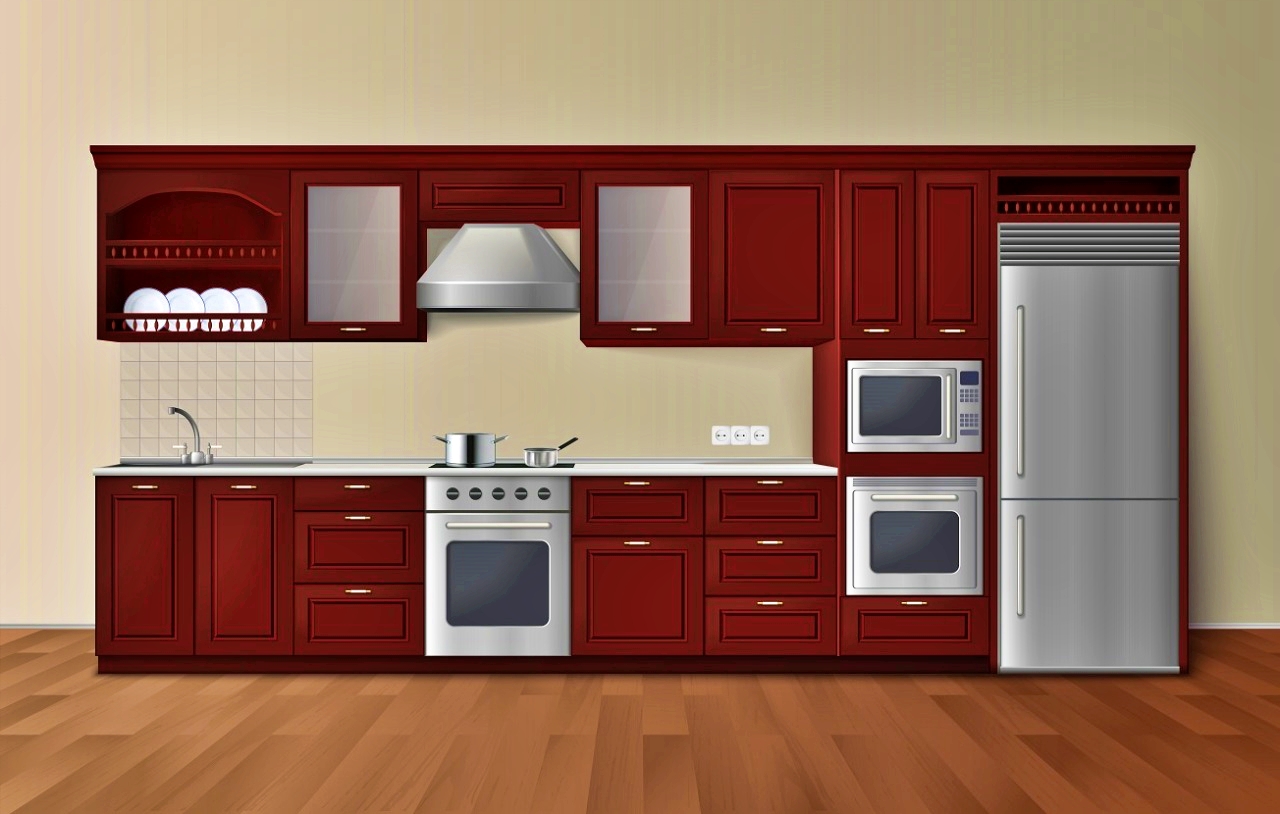 Interior dapur terdapat panci