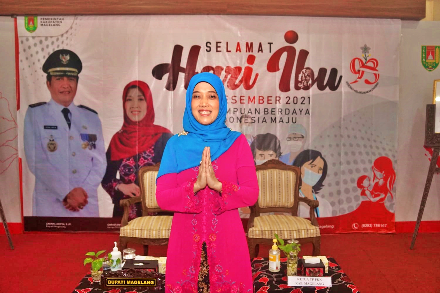 Ketua Tim Penggerak PKK Kabupaten Magelang, Christanti Zaenal Arifin saat menghadiri peringatan hari ibu
